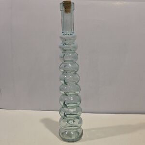 Vintage Graduated Bubble Green Bottle With Cork 12" Tall